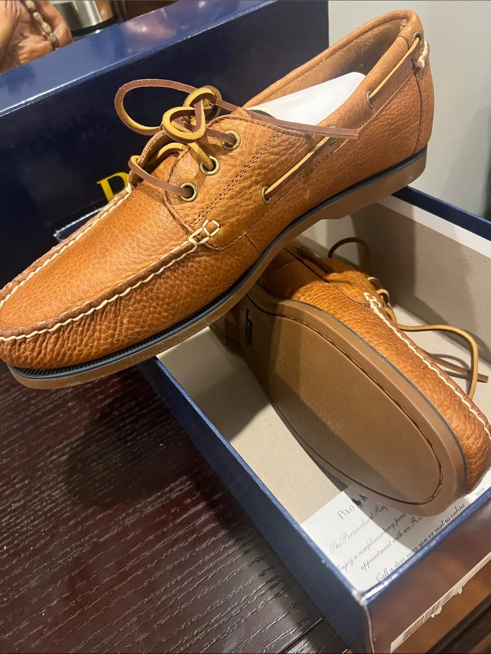 Polo by Ralph Lauren Cognac Leather Boat Shoes-12M